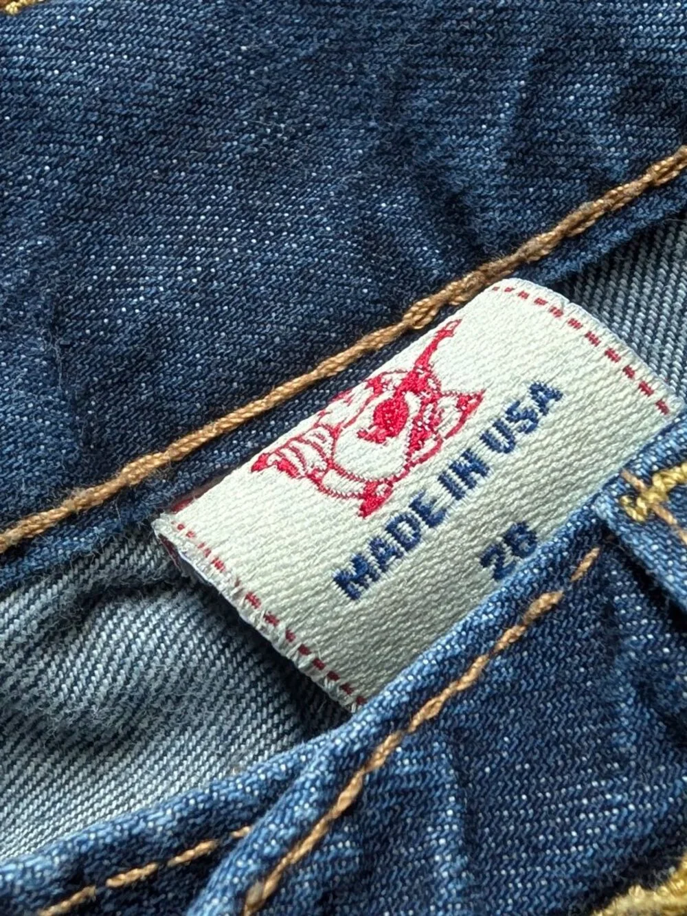 True Religion Mens Ricky Straight Leg Jeans Size 28 34 Dark Blue Wash Cotton USA
